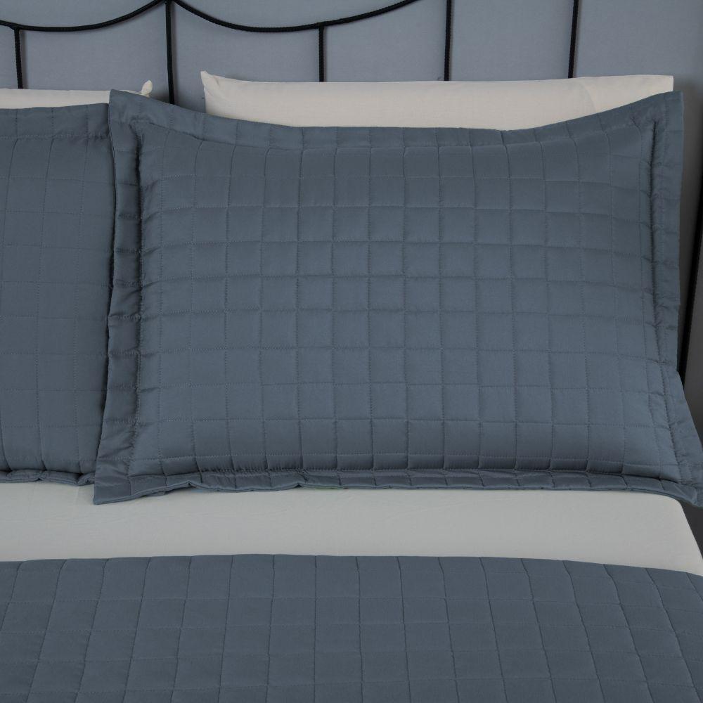 Kit Cobre Leito Matelado Copacabana 3 Peças Queen 100% Poliéster Percal 300 Fios Cor:azul - 4