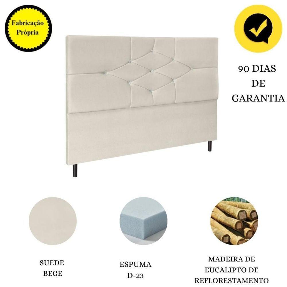 Cabeceira Cama Box Queen 160 Cm Camboriú Suede Bege E Frame - 4