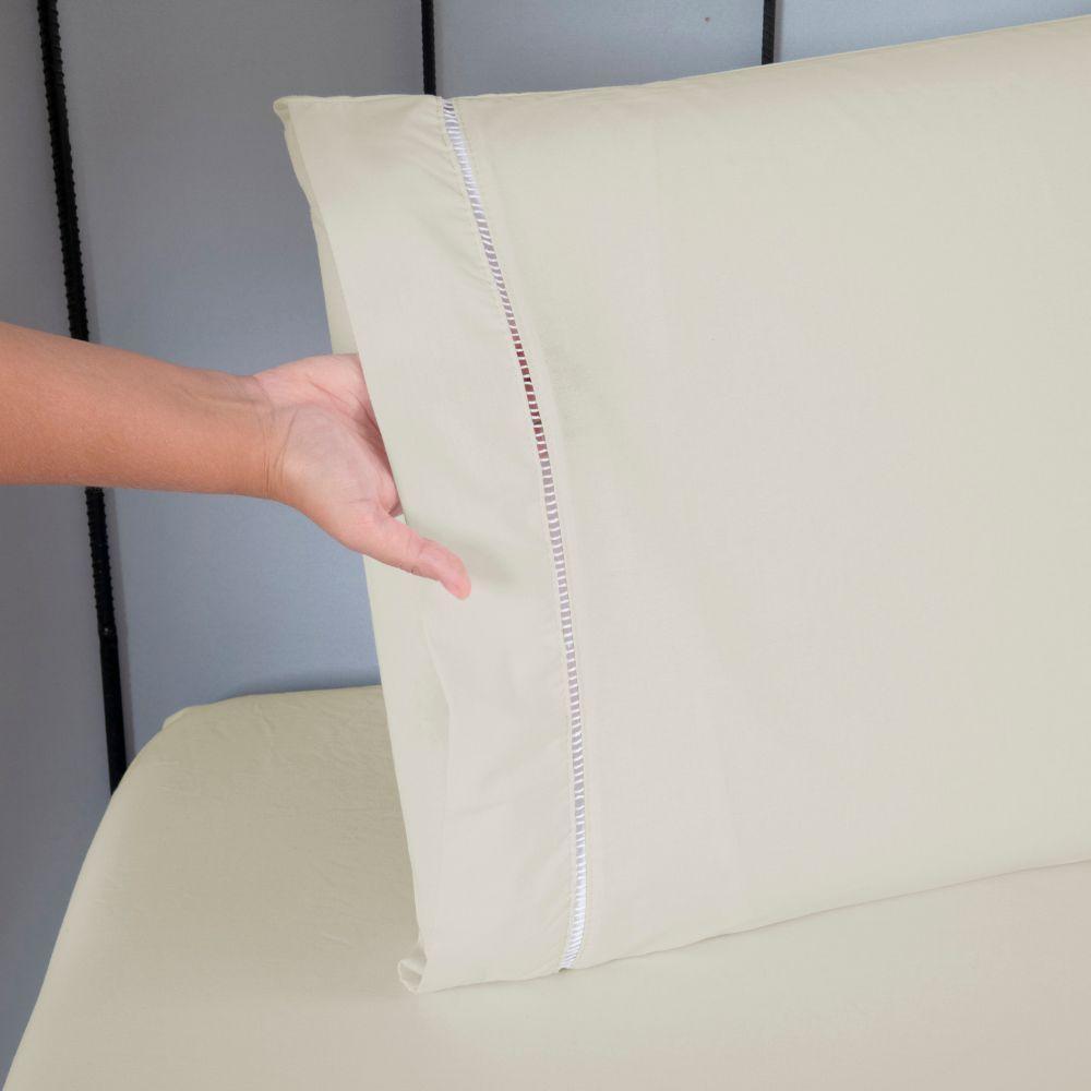 Jogo De Lençol Ponto Palito Completo 4 Peças King 80% Algodão - 20% Poliéster Percal 140 Fios Cor:palha - 4