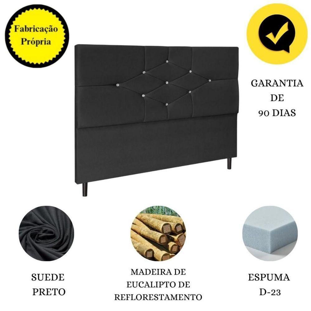 Cabeceira Cama Box Casal 140cm Virgínia Suede Preto E-frame - 4