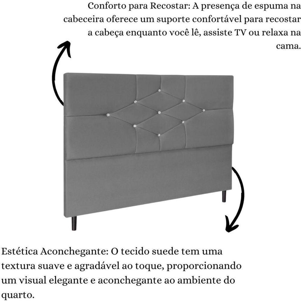 Cabeceira Cama Box Casal 140cm Camboriú Suede Cinza E-frame - 7