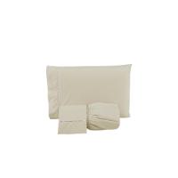 Jogo De Lençol Ponto Palito Simples 3 Peças King 80% Algodão - 20% Poliéster Percal 140 Fios Cor:palha - 1