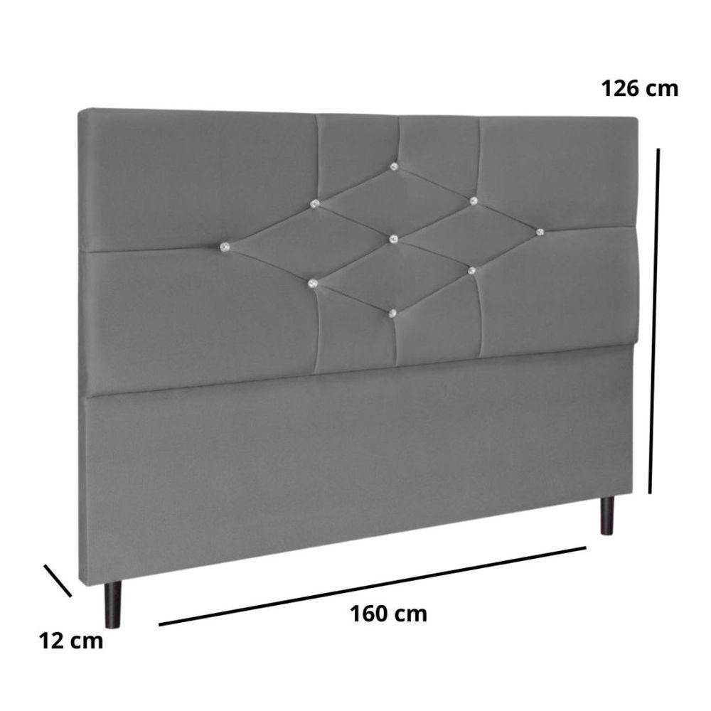 Cabeceira Cama Box Queen 160cm Camboriú Suede Cinza E Frame - 3