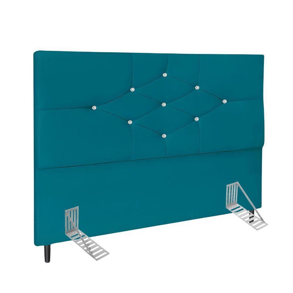 Cabeceira Cama 140 Cm Virgínia Suede Azul Tiffany E-frame - 1