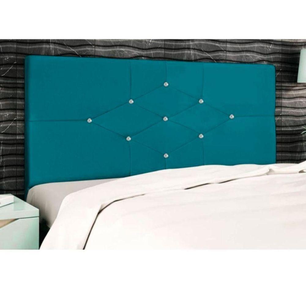 Cabeceira Cama 140 Cm Virgínia Suede Azul Tiffany E-frame - 2