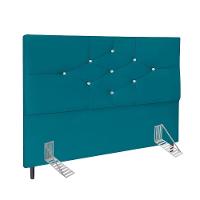Cabeceira Cama 140 Cm Virgínia Suede Azul Tiffany E-frame - 1