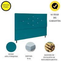 Cabeceira Cama 140 Cm Virgínia Suede Azul Tiffany E-frame