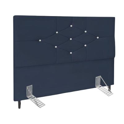 Cabeceira Cama 140 Cm Virgínia Suede Azul Marinho E-frame