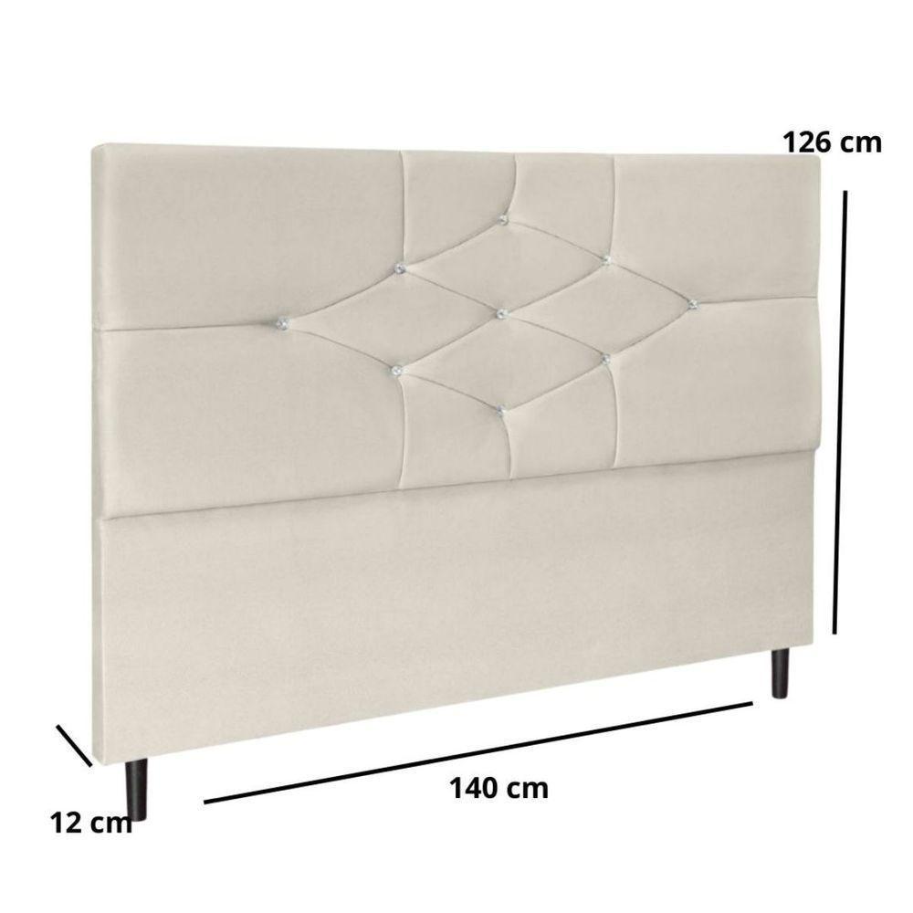 Cabeceira Cama Box Casal 140cm Camboriú Suede Bege E-frame - 3