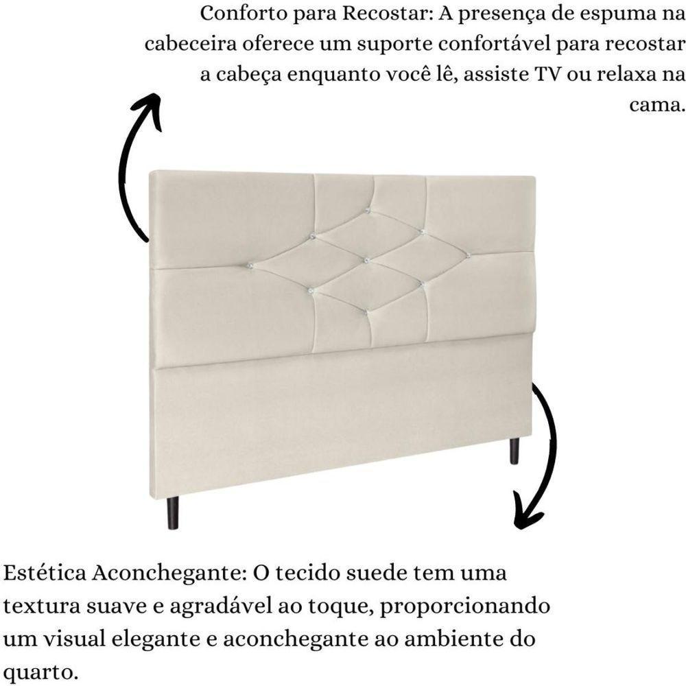 Cabeceira Cama Box Casal 140cm Camboriú Suede Bege E-frame - 6
