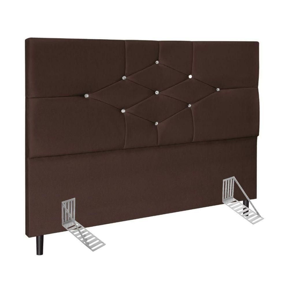 Cabeceira Cama Queen 160cm Virgínia Suede Marrom E Frame - 1