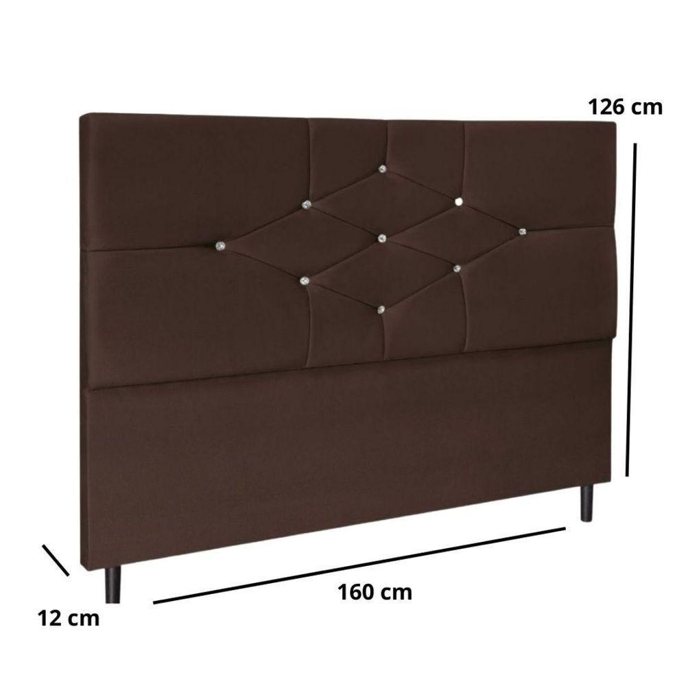 Cabeceira Cama Queen 160cm Virgínia Suede Marrom E Frame - 3