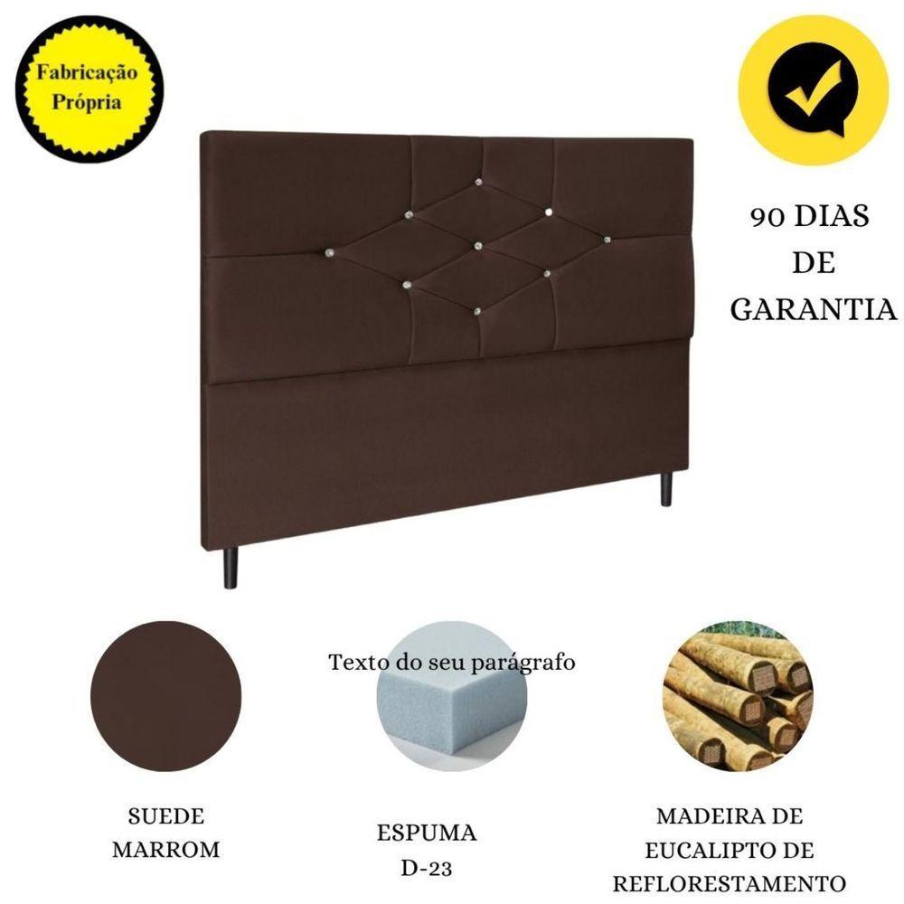 Cabeceira Cama Queen 160cm Virgínia Suede Marrom E Frame - 4