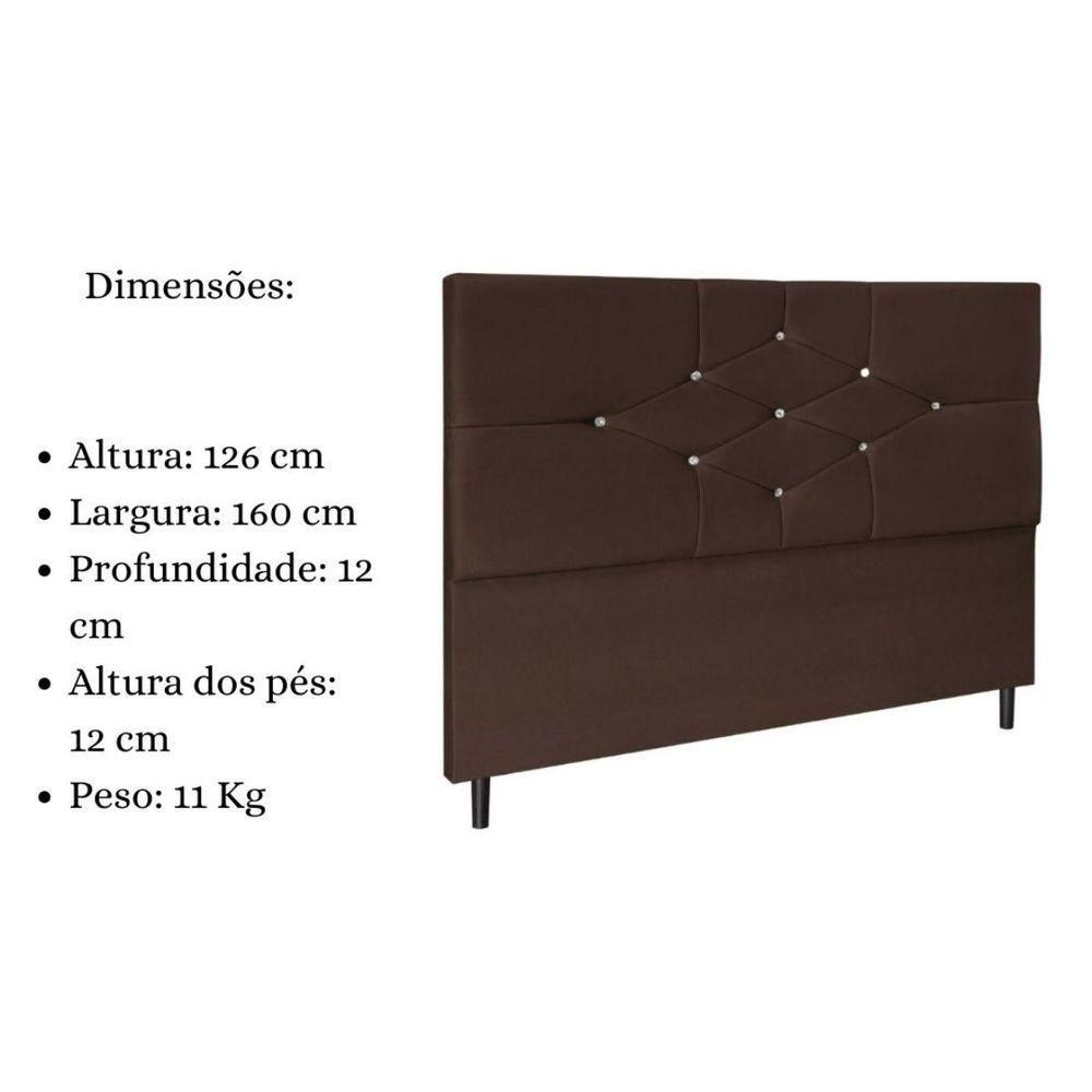 Cabeceira Cama Queen 160cm Virgínia Suede Marrom E Frame - 5