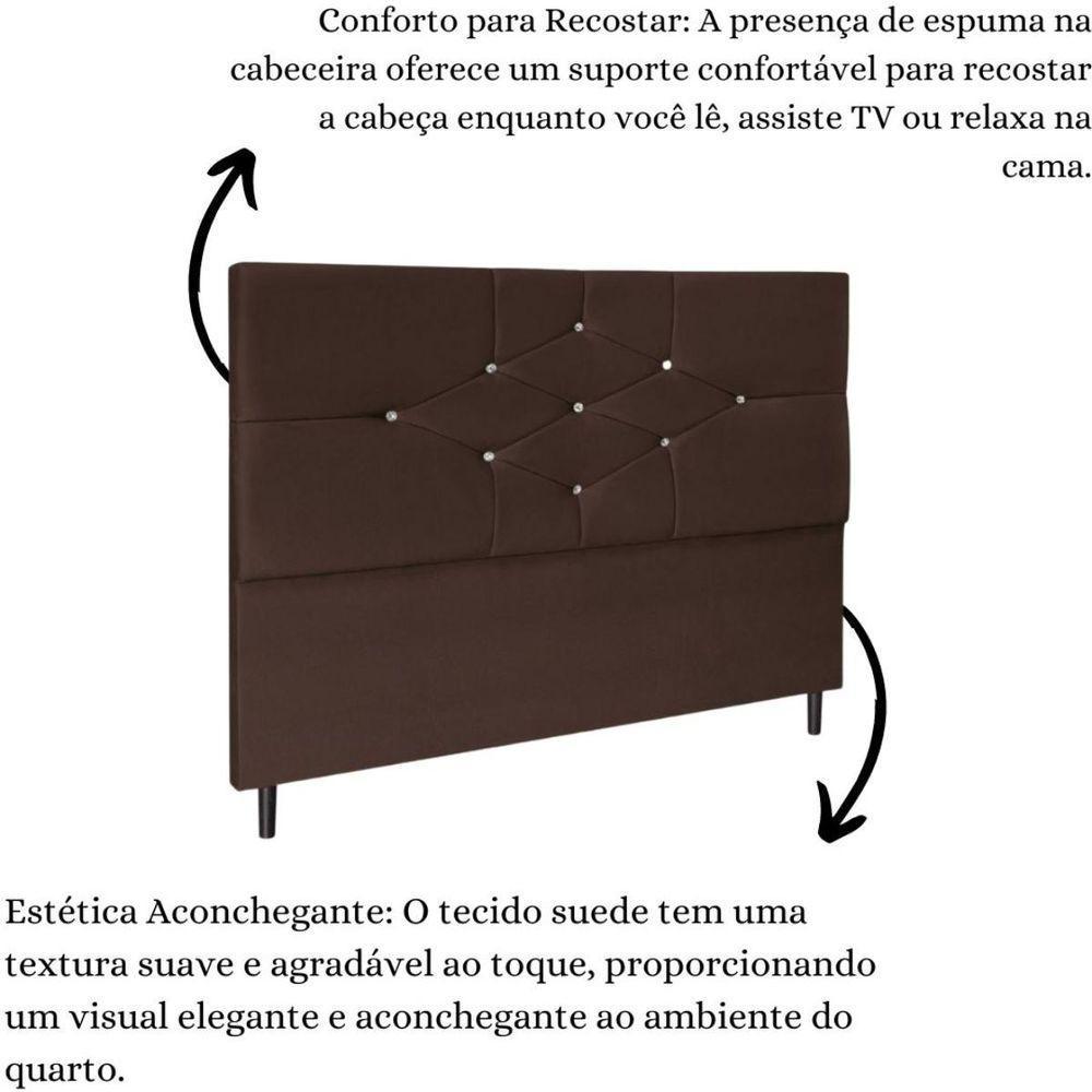 Cabeceira Cama Queen 160cm Virgínia Suede Marrom E Frame - 6