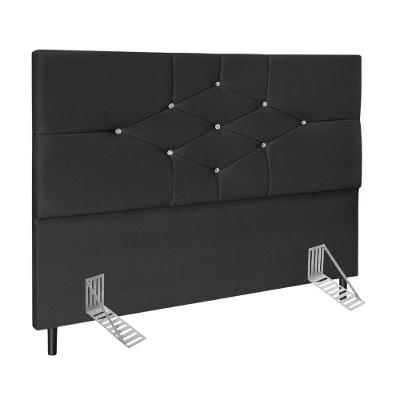 Cabeceira Cama Box Queen 160cm Camboriú Suede Preto E Frame
