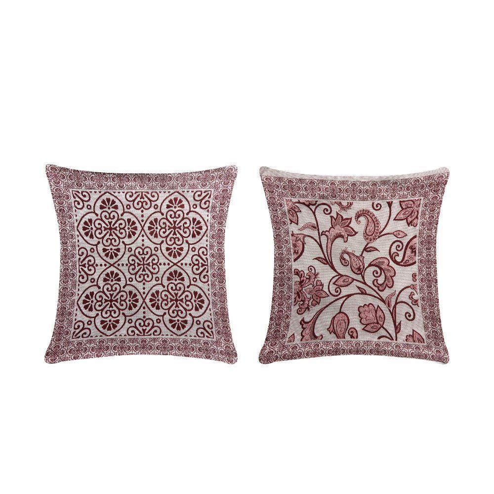 Capa Para Almofada Grécia 1 Peça 45cm X 45cm 60% Algodão - 40% Poliéster Tecido Jacquard Com Zíper Cor:vinho - 1