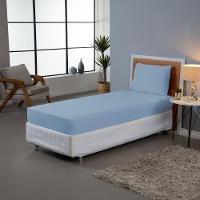 Jogo De Lençol Ponto Palito Simples 2 Peças Solteiro 80% Algodão - 20% Poliéster Percal 140 Fios Cor:azul - 4