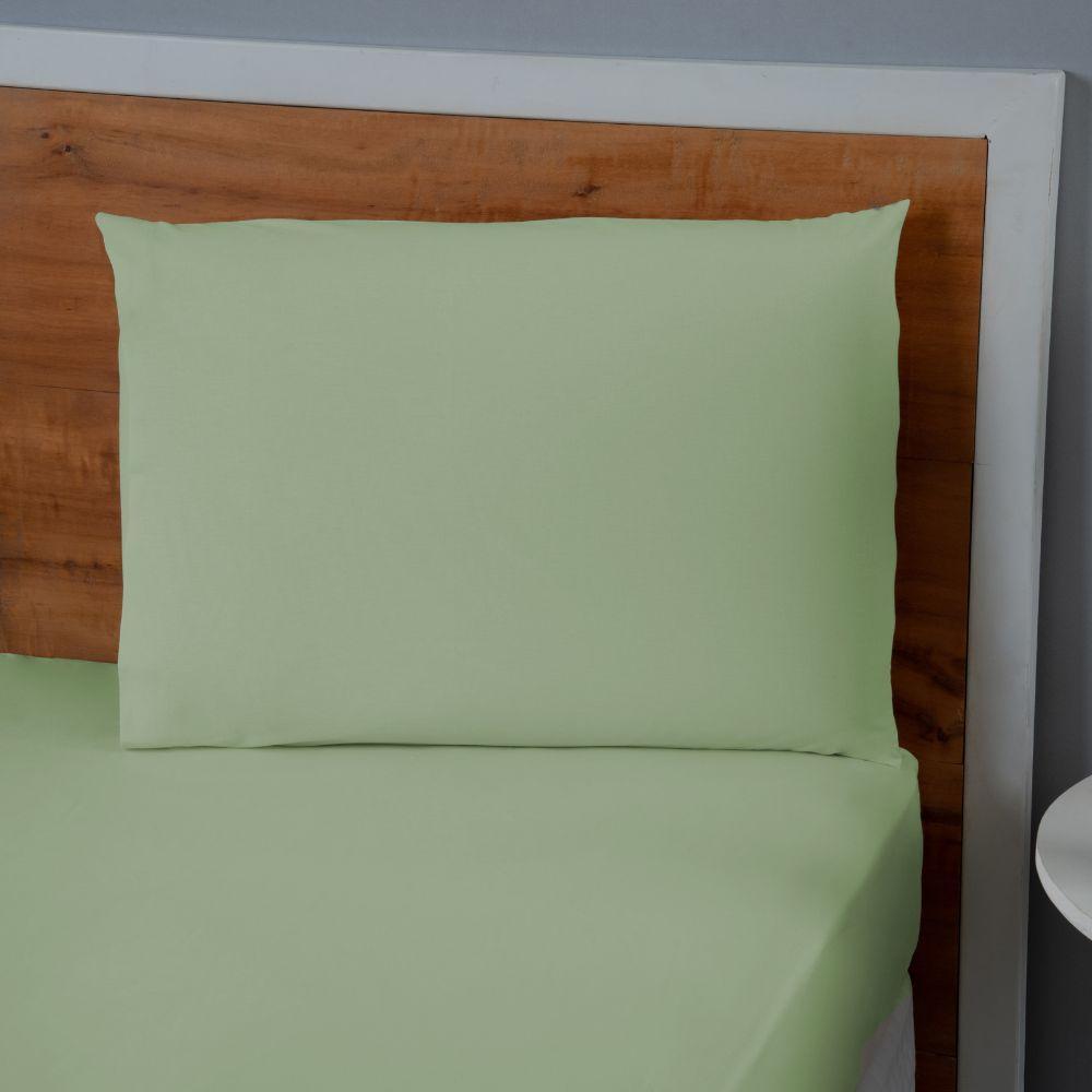 Jogo De Lençol Dia A Dia Liso 2 Peças Solteiro 80% Algodão - 20% Poliéster Percal 140 Fios Cor:verde - 3