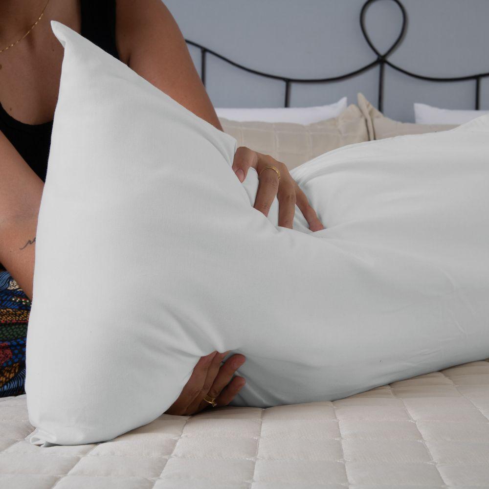 Capa Para Travesseiro Fofuxão 1 Peça 1,46m X 46cm 80% Algodão - 20% Poliéster Percal 140 Fios Com Zíper Cor:branco - 3