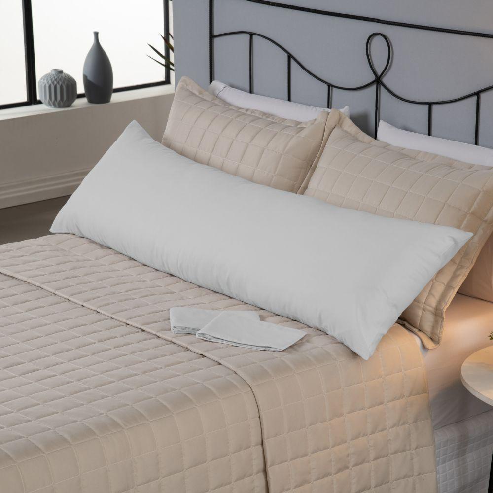 Capa Para Travesseiro Fofuxão 1 Peça 1,46m X 46cm 80% Algodão - 20% Poliéster Percal 140 Fios Com Zíper Cor:branco - 4
