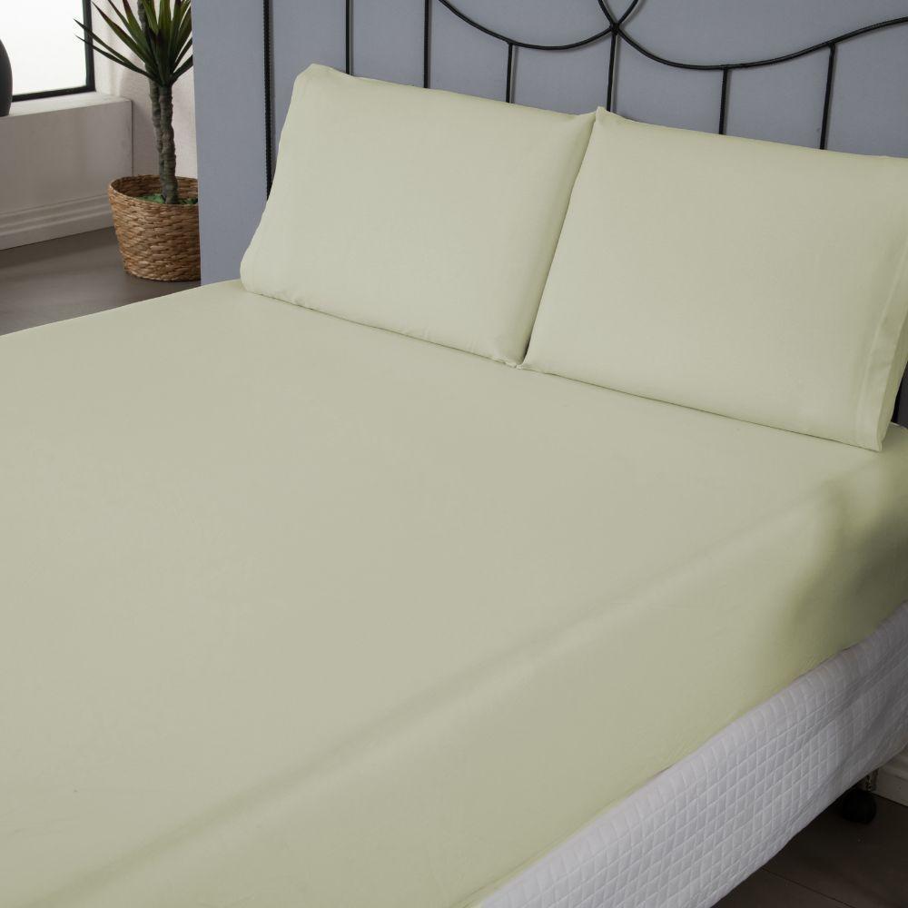 Jogo De Lençol Dia A Dia Liso 3 Peças King 80% Algodão - 20% Poliéster Percal 140 Fios Cor:palha - 3