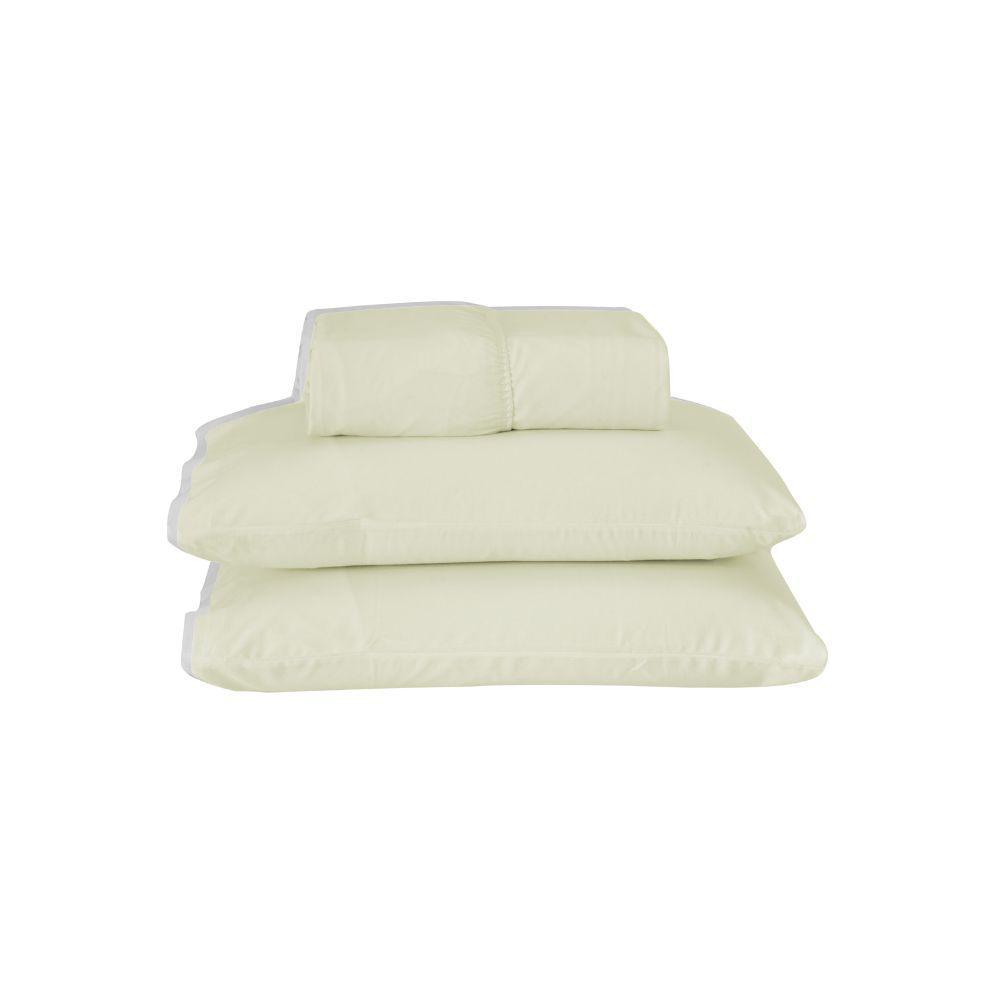 Jogo De Lençol Dia A Dia Liso 3 Peças Queen 80% Algodão - 20% Poliéster Percal 140 Fios Cor:palha - 1