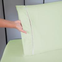 Jogo De Lençol Ponto Palito Completo 4 Peças Queen 80% Algodão - 20% Poliéster Percal 140 Fios Cor:verde - 4