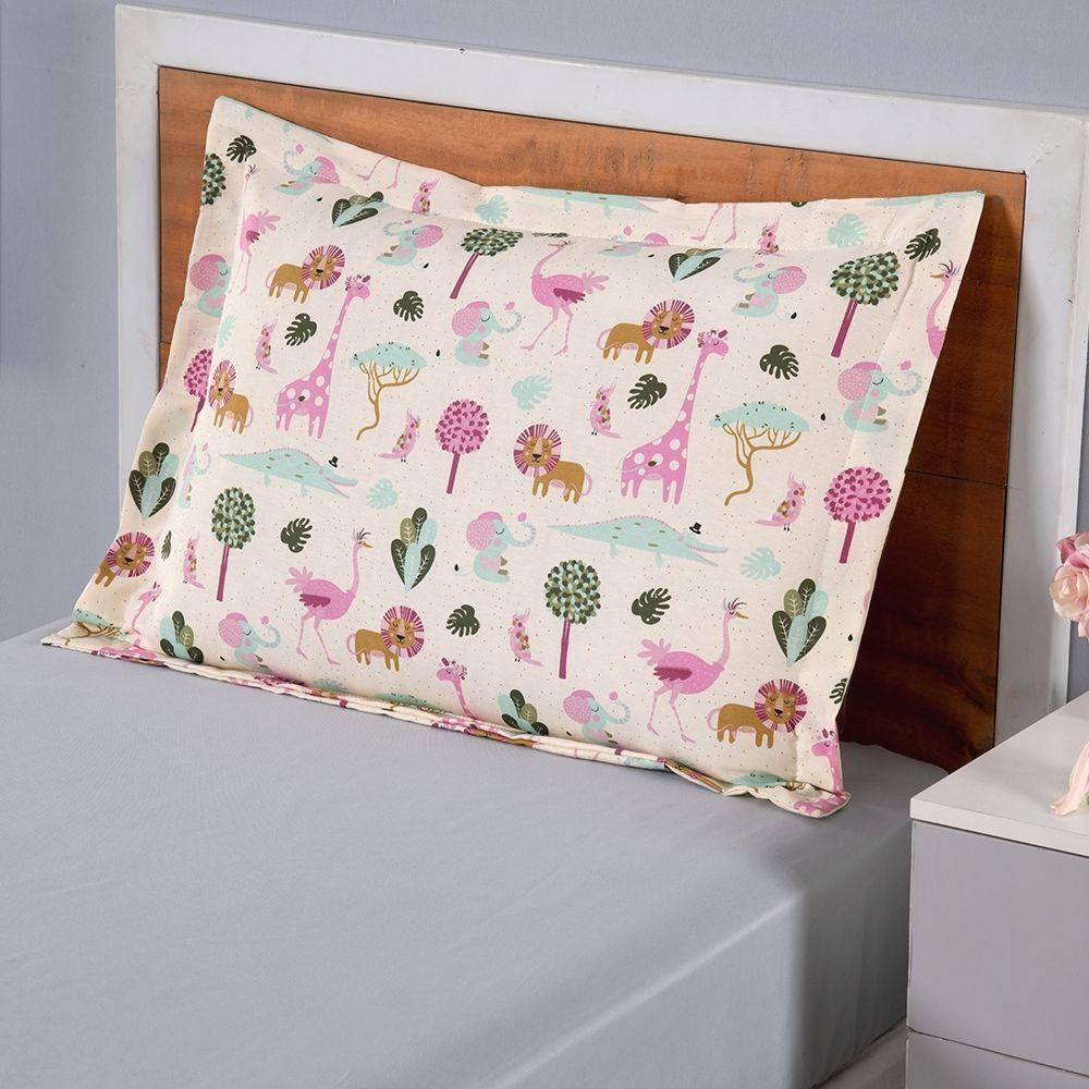 Fronha Estampada Infantil Joy 1 Peça 70cm X 50cm 80% Algodão - 20% Poliéster Percal 180 Fios Cor:safari - 2