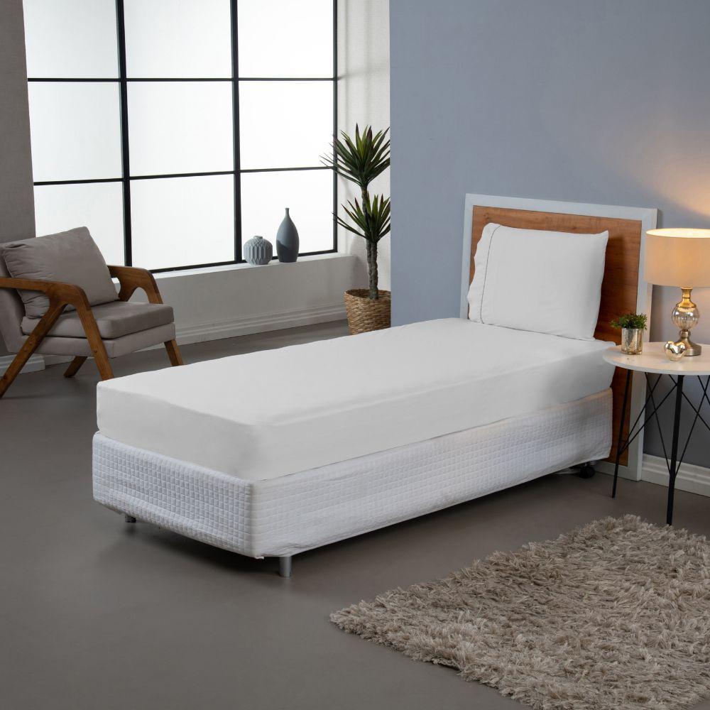 Jogo De Lençol Ponto Palito Simples 2 Peças Solteiro 80% Algodão - 20% Poliéster Percal 140 Fios Cor:branco - 2