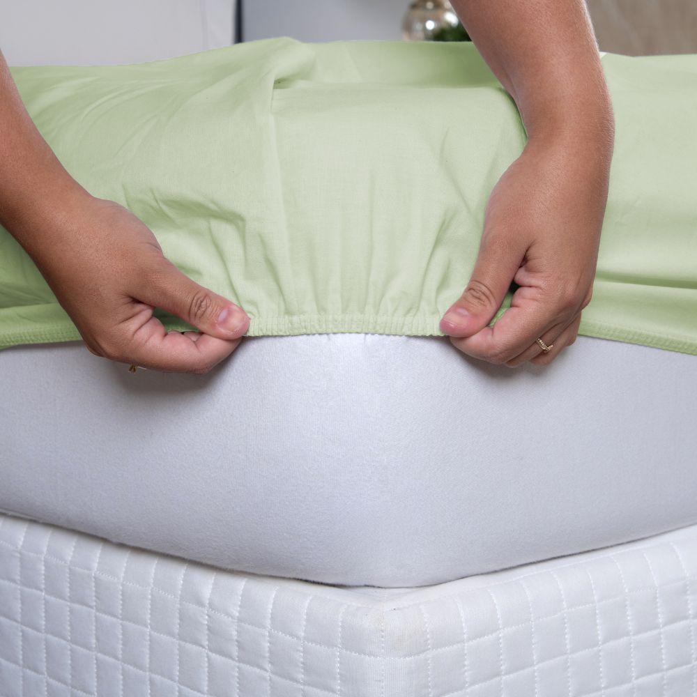 Jogo De Lençol Ponto Palito Simples 3 Peças King 80% Algodão - 20% Poliéster Percal 140 Fios Cor:verde - 4