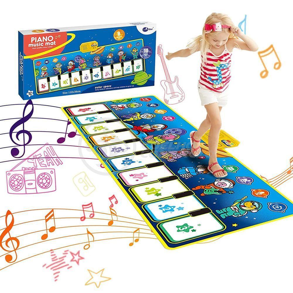 Piano Music Mat Tapete Musical 110X36Cm Animais Bebês 10 Tec - 1