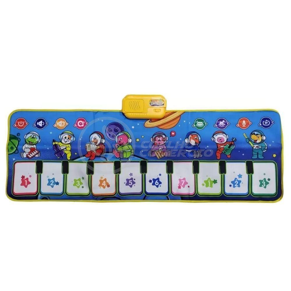 Piano Music Mat Tapete Musical 110X36Cm Animais Bebês 10 Tec - 3