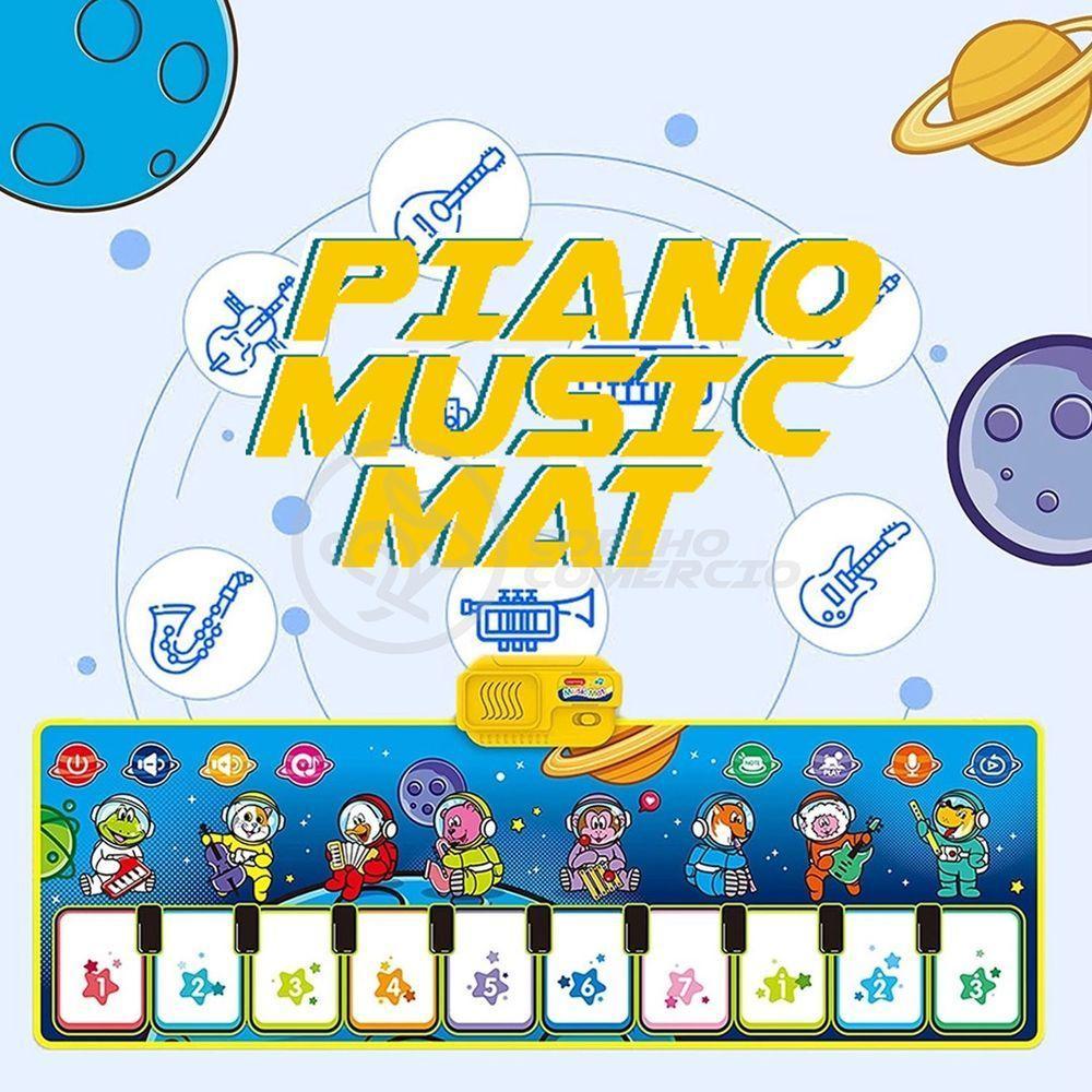 Piano Music Mat Tapete Musical 110X36Cm Animais Bebês 10 Tec - 8