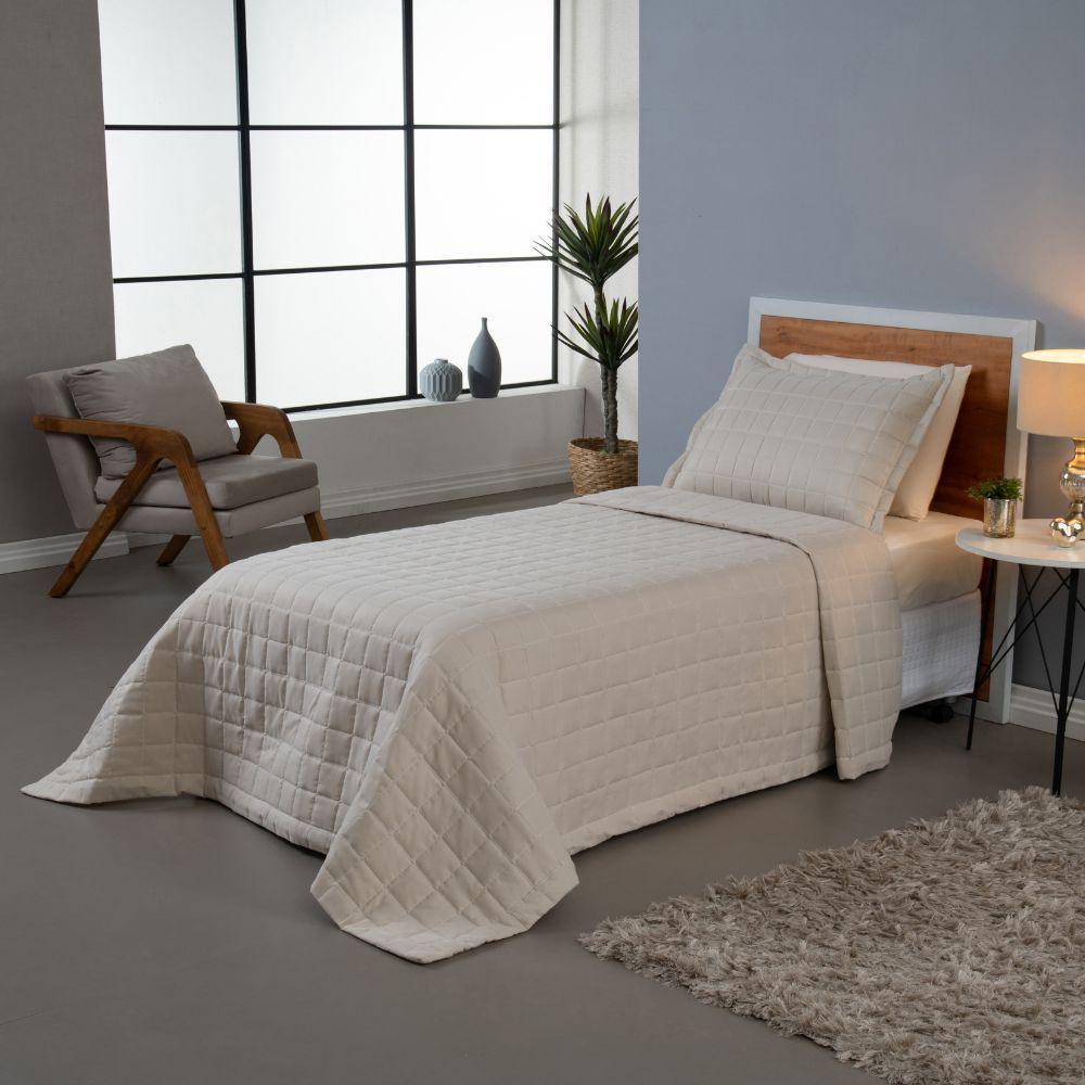 Kit Cobre Leito Matelado Dupla Face Soft 2 Peças Solteiro 100% Poliéster Cor:areia - 2