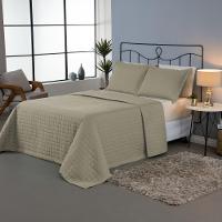 Kit Cobre Leito Matelado Copacabana 3 Peças Casal 100% Poliéster Percal 300 Fios Cor:cáqui - 2