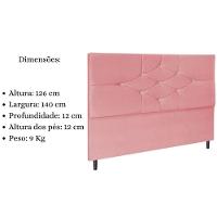 Cabeceira Cama Box Casal 140cm Camboriú Suede Rosa E-frame - 5