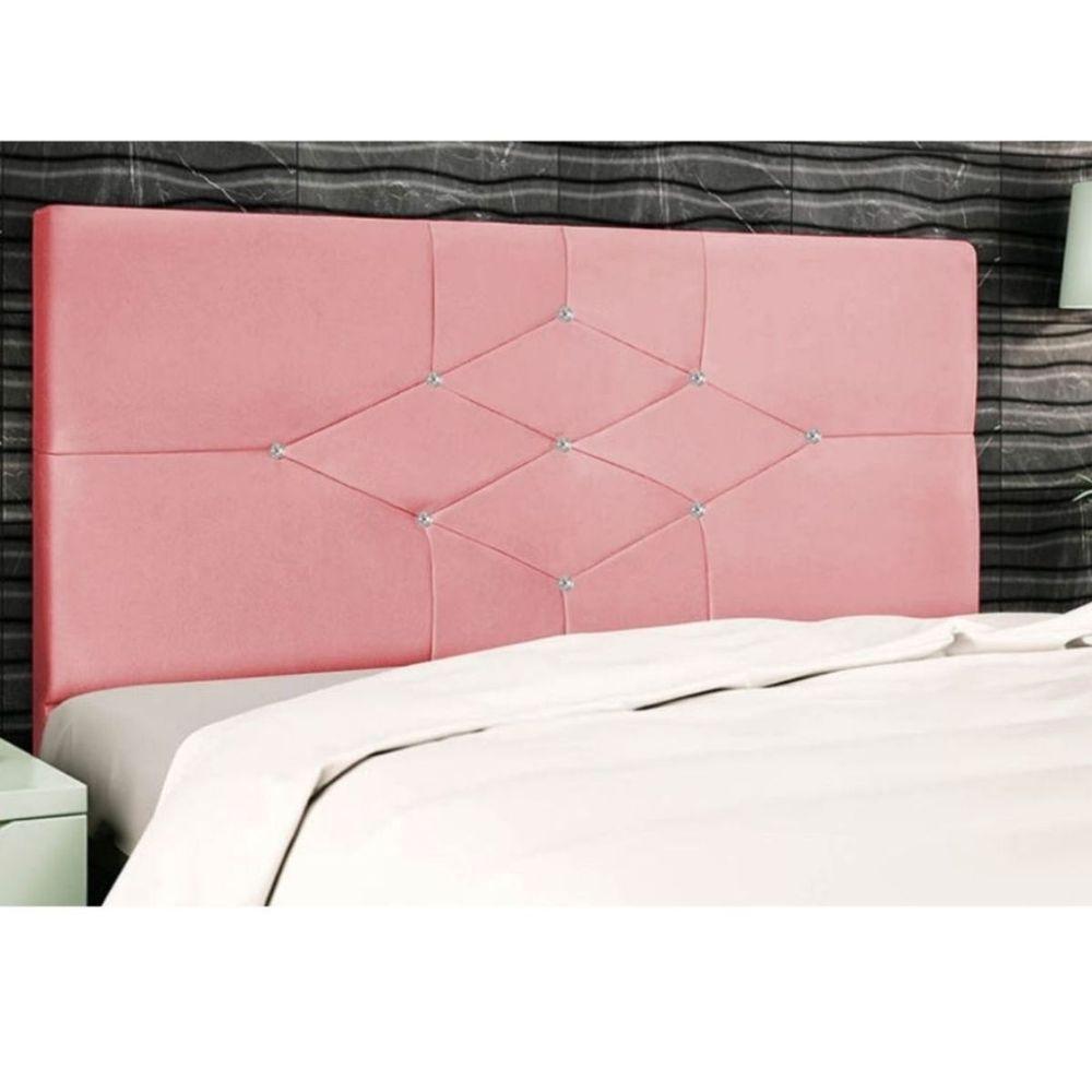 Cabeceira Cama Box Queen 160cm Virgínia Suede Rosa E Frame - 2