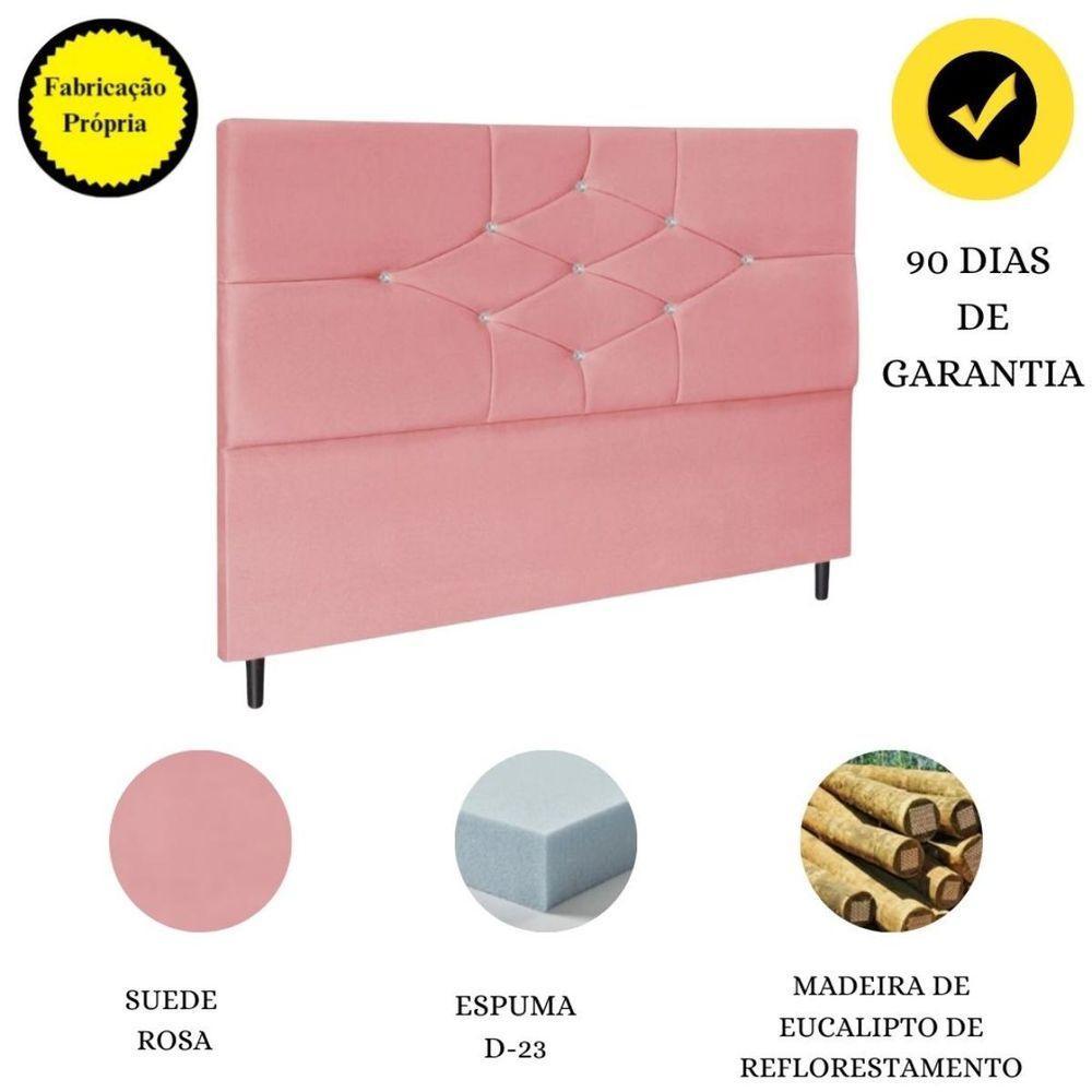 Cabeceira Cama Box Queen 160cm Virgínia Suede Rosa E Frame - 4