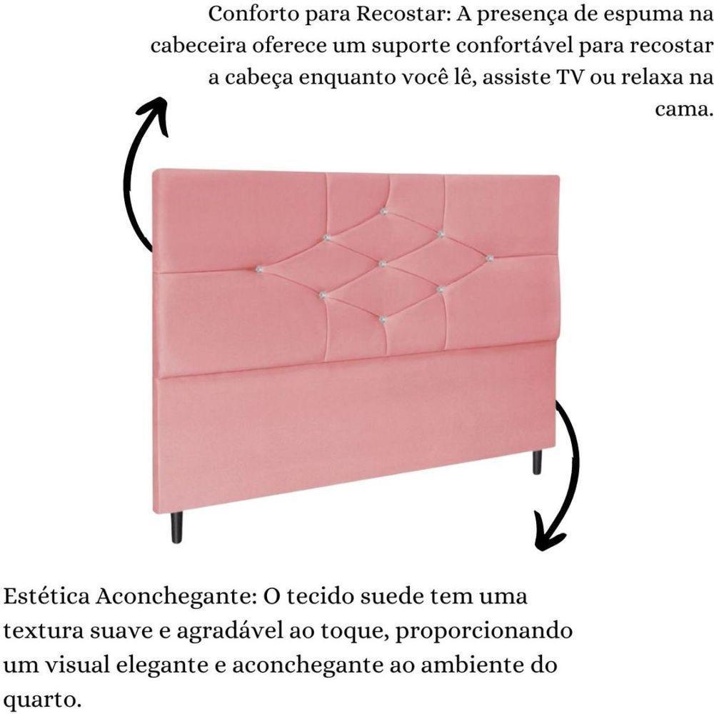 Cabeceira Cama Box Queen 160cm Virgínia Suede Rosa E Frame - 6