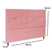 Cabeceira Cama Box Queen 160cm Virgínia Suede Rosa E Frame - 3
