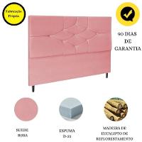 Cabeceira Cama Box Queen 160cm Virgínia Suede Rosa E Frame