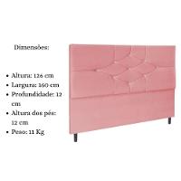 Cabeceira Cama Box Queen 160cm Virgínia Suede Rosa E Frame - 5