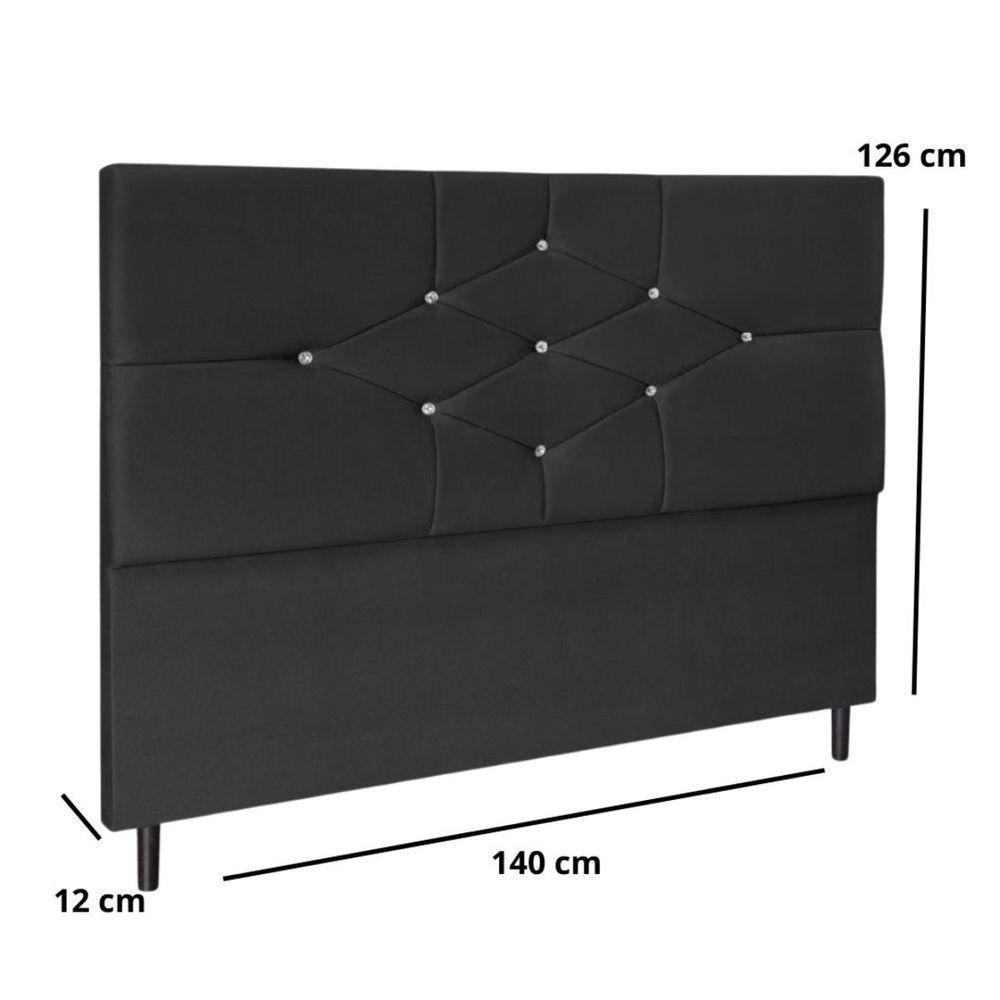 Cabeceira Cama Box Casal 140cm Camboriú Suede Preto E-frame - 3