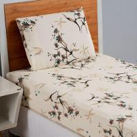 Jogo De Lençol Dia A Dia Estampado 3 Peças Casal 80% Algodão - 20% Poliéster Percal 180 Fios Cor:palha-marrom - 3