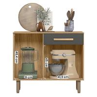 Balcão Para Cozinha Lemon Com 2 Portas E 1 Gaveta 91 Cm Freijo/Chumbo - 3