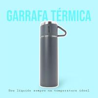 Garrafa Termica Parede Dupla 3 Copo Aço Inox Squeeze 500ml Cinza - 3
