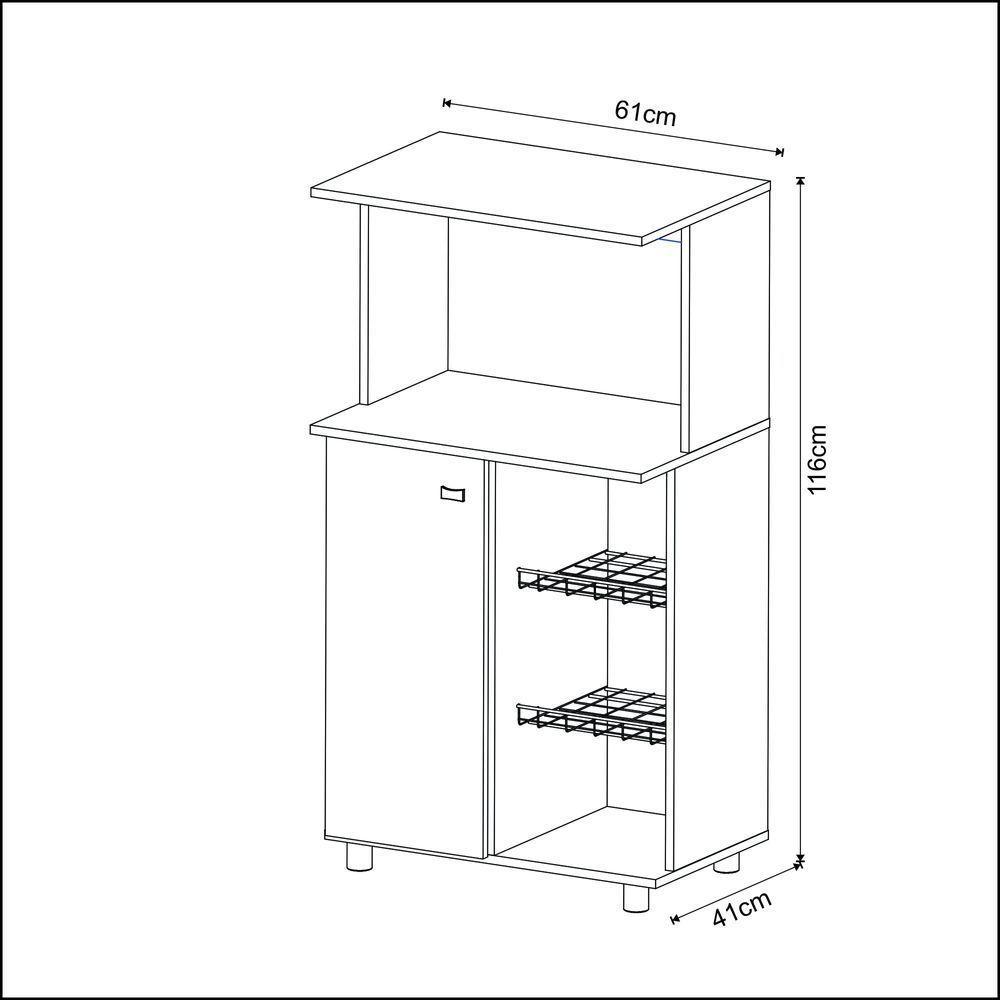 Balcão Multiuso Com 1 Porta E 2 Cestos Para Fruteira Branco - 7