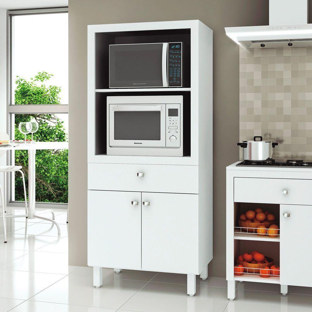 Balcão Para Forno E Micro-ondas Com 2 Portas E 1 Gaveta Branco - 1