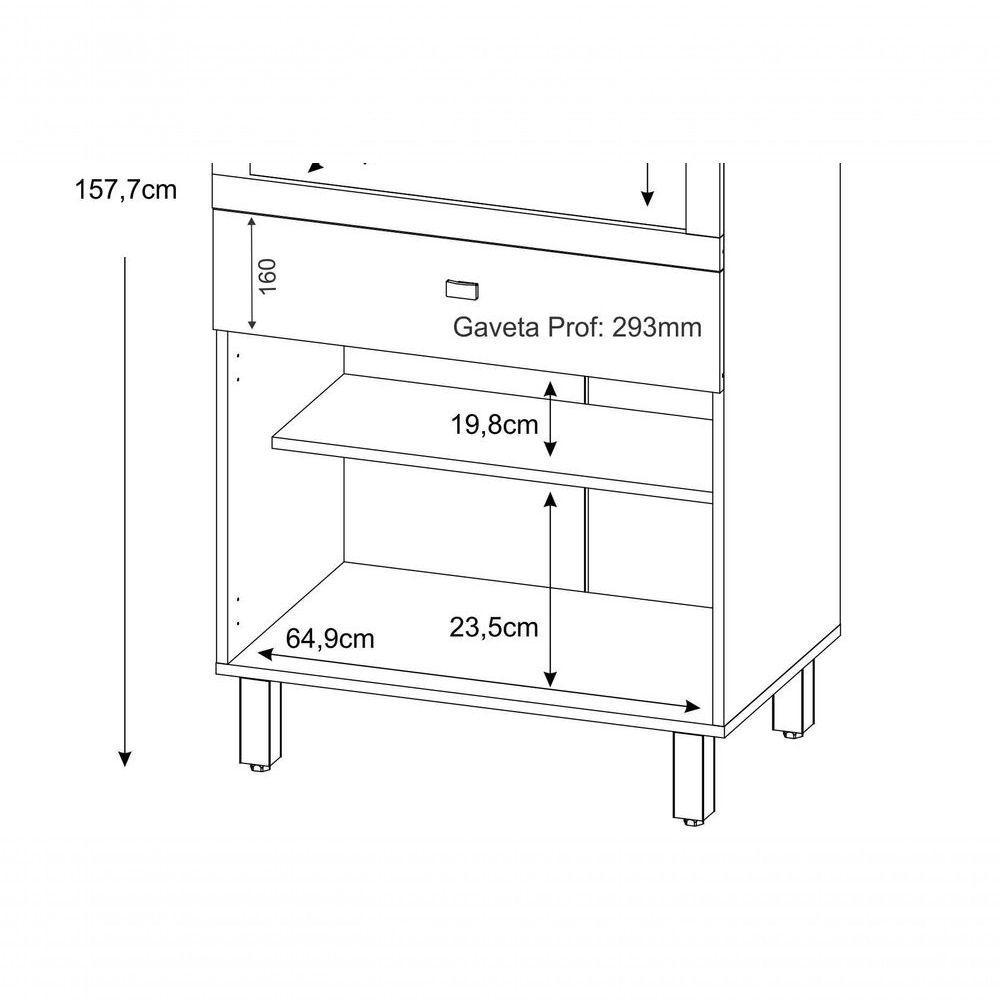 Balcão Para Forno E Micro-ondas Com 2 Portas E 1 Gaveta Branco - 5